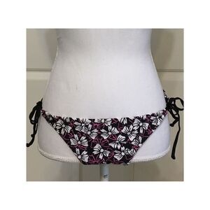 XHILARATION Women's Pink Printed Lined Tie Bikini Swimwear Bottom L